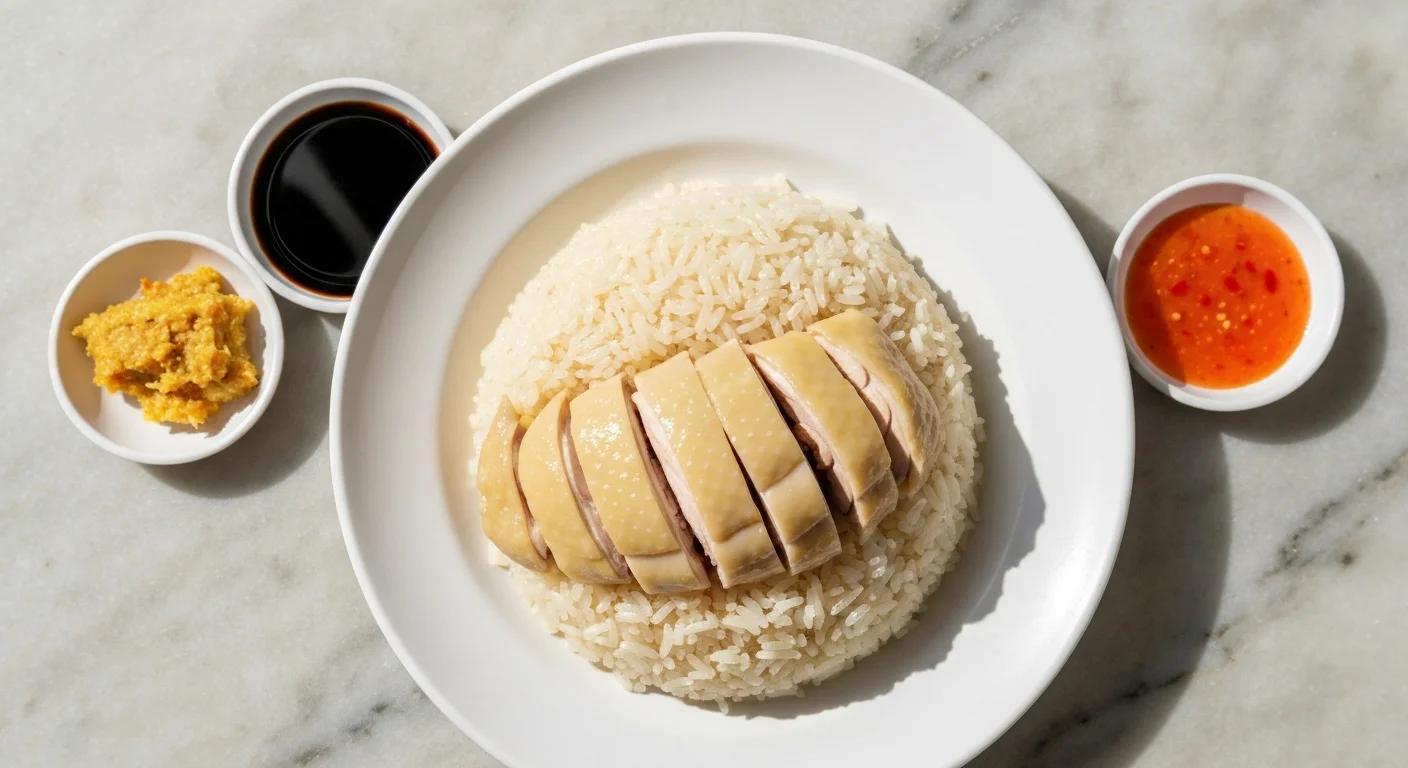 Hainanese chicken rice at Maxwell Food Centre